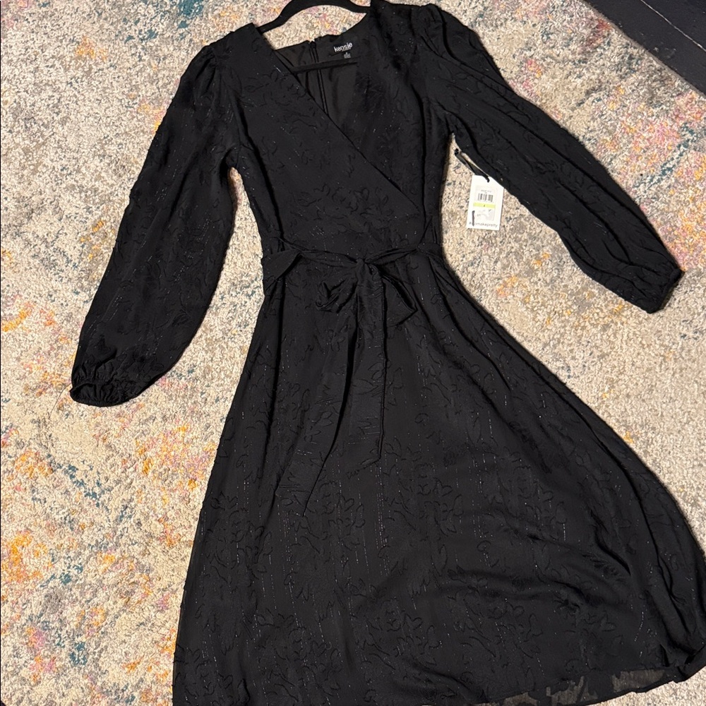 NWT Kensie Black Long Sleeve Midi Dress 4